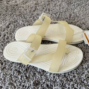 CROCS Tulum Sandals in Cream and White